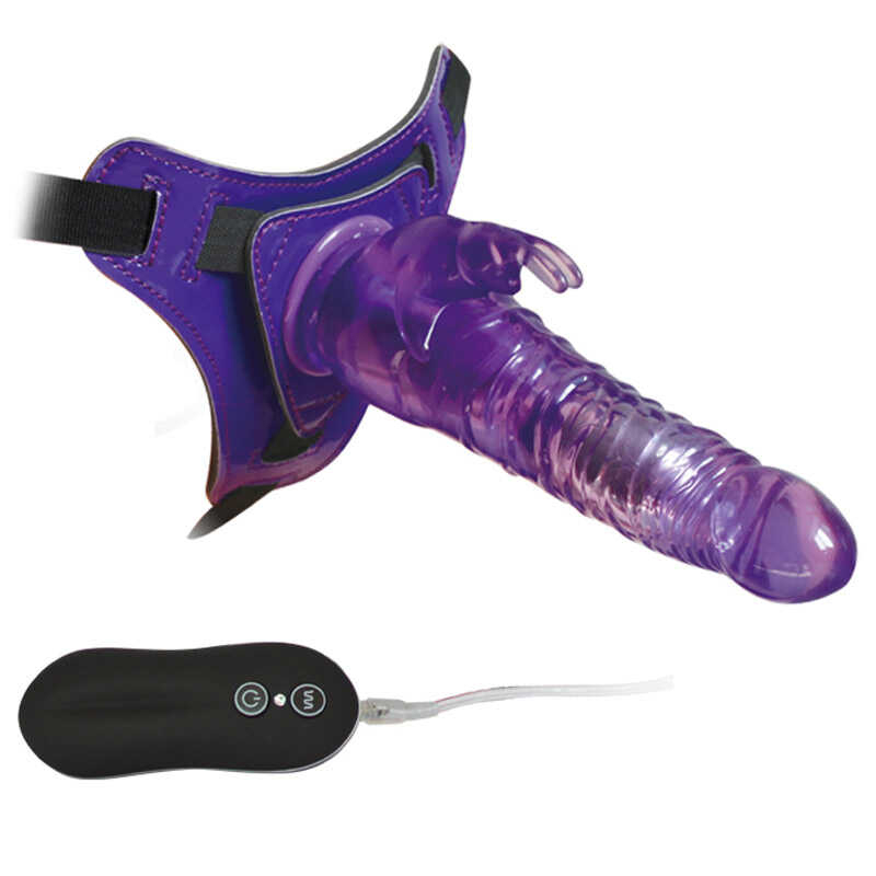 Страпон с вибрацией &quot;Harness Rabbit Dong 8,5&quot; фиолетовый 
