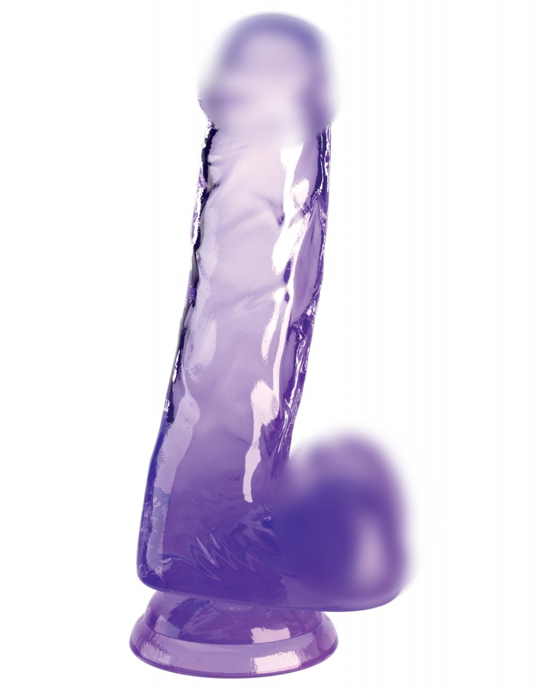 Фаллоимитатор на присоске "King Cock Clear 6" с мошонкой, фиолетовый 